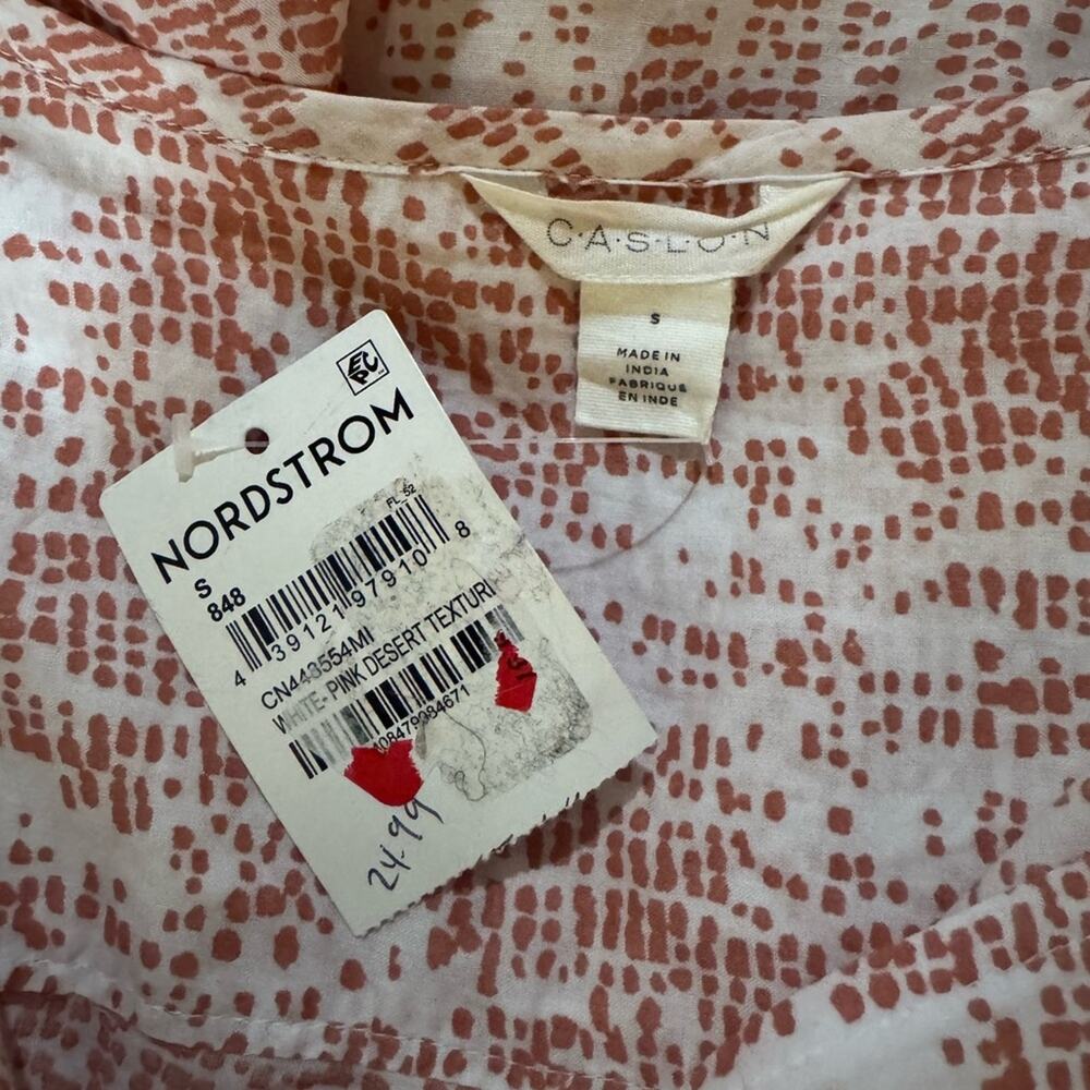 Caslon White & Pink Desert Texture Peasant Top Size S - Picture 6 of 6
